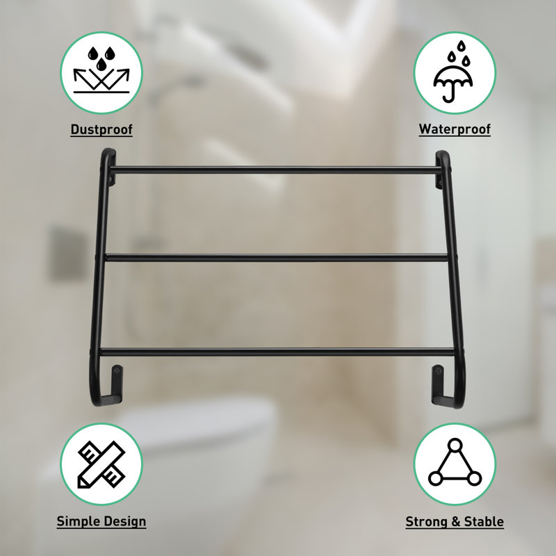 CELLPAK Wall Mounted Towel Racks 3Tier Laundry Towel Ladder Holder Black Wayfair